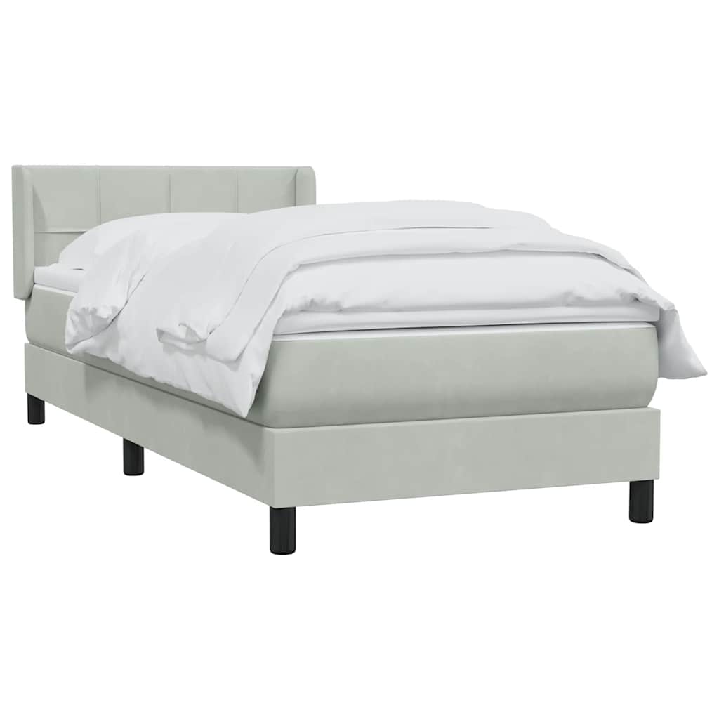 Boxspring met matras fluweel lichtgrijs 100x210 cm