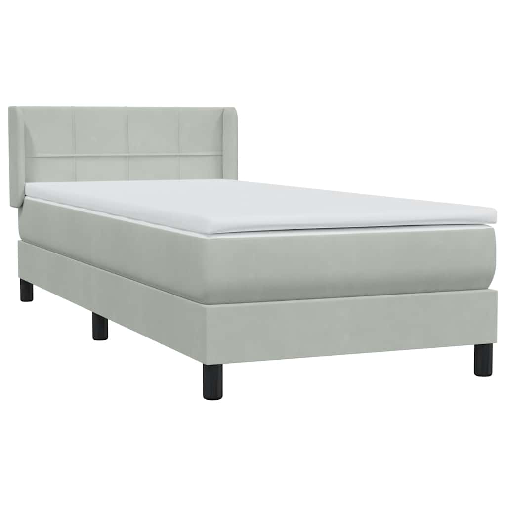 Boxspring met matras fluweel lichtgrijs 100x210 cm
