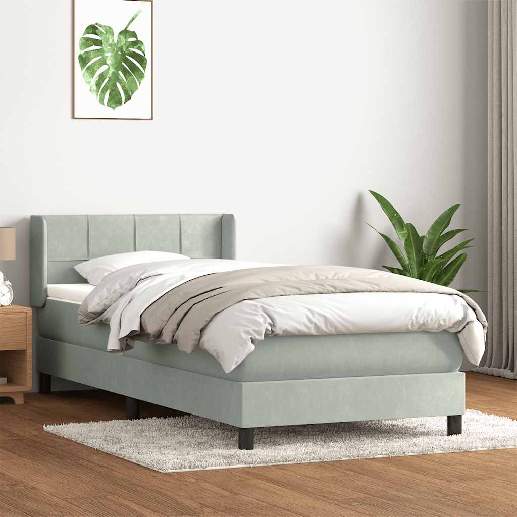 Boxspring met matras fluweel lichtgrijs 100x210 cm