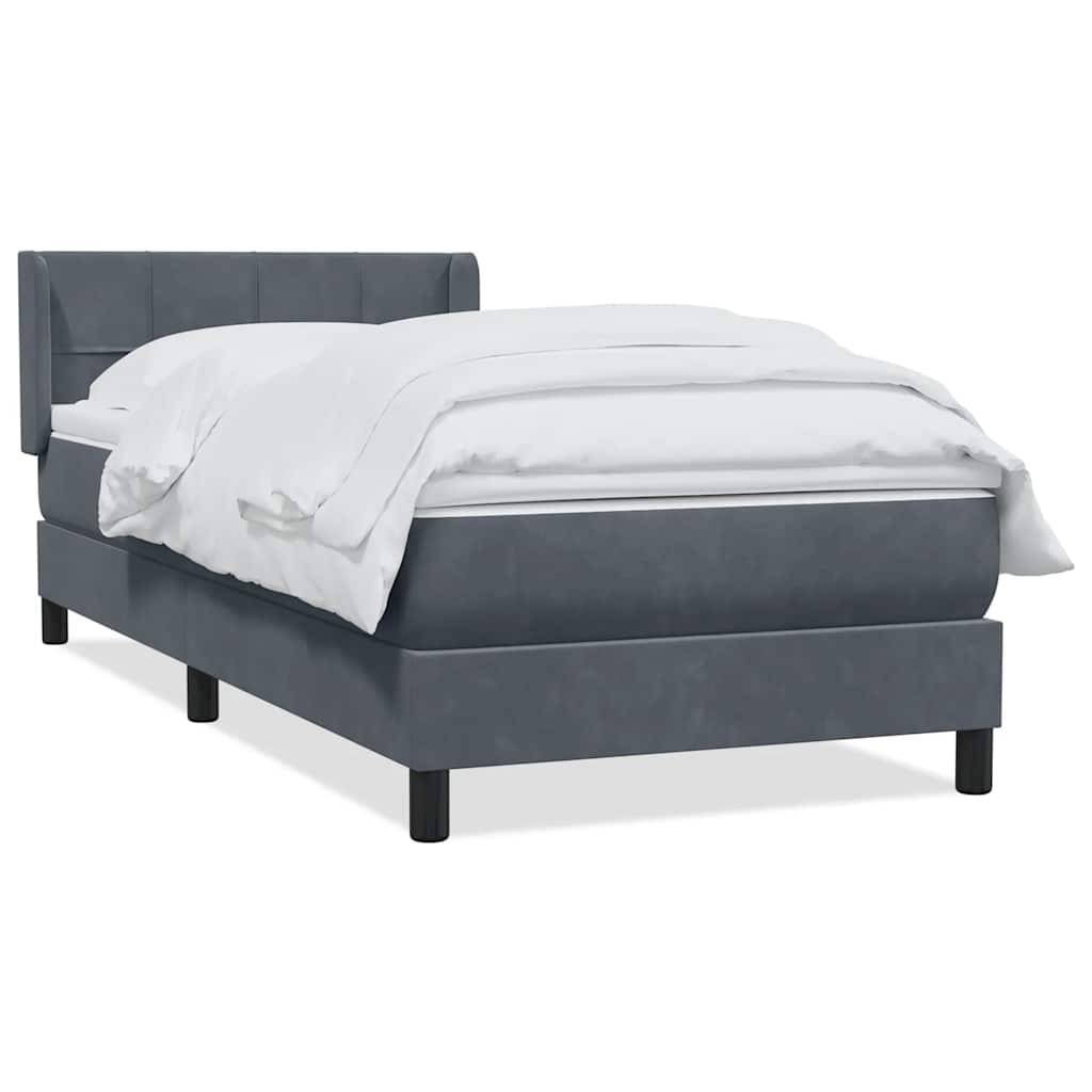 Boxspring met matras fluweel donkergrijs 100x210 cm