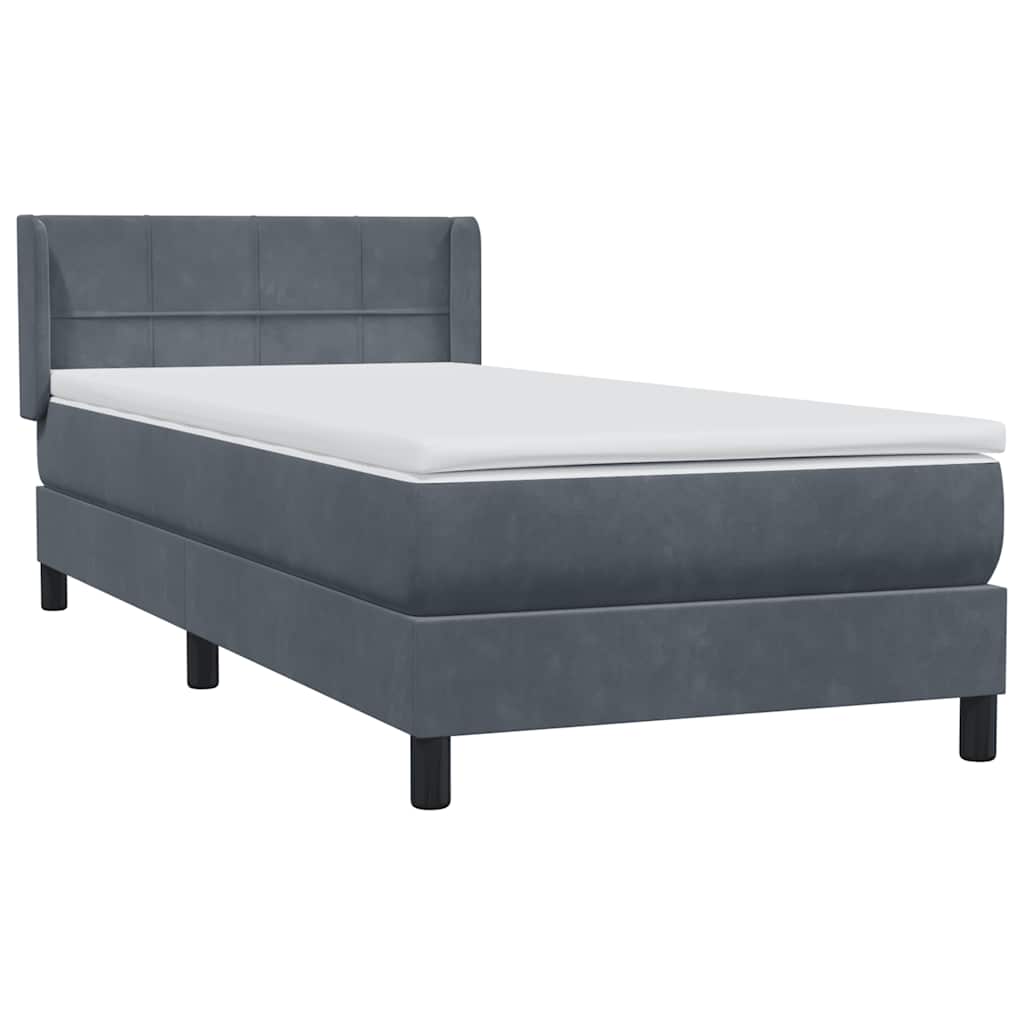 Boxspring met matras fluweel donkergrijs 100x210 cm