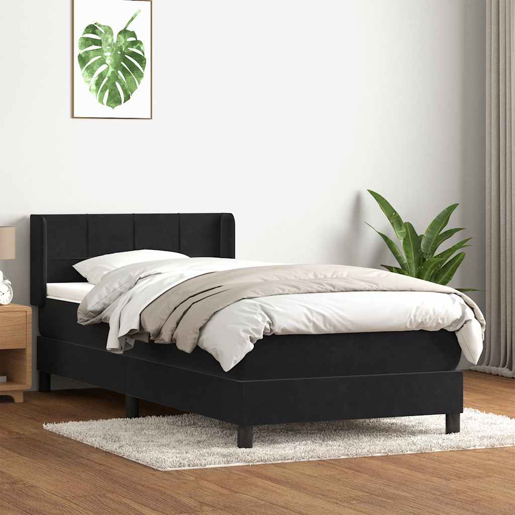 Boxspring met matras fluweel zwart 100x210 cm
