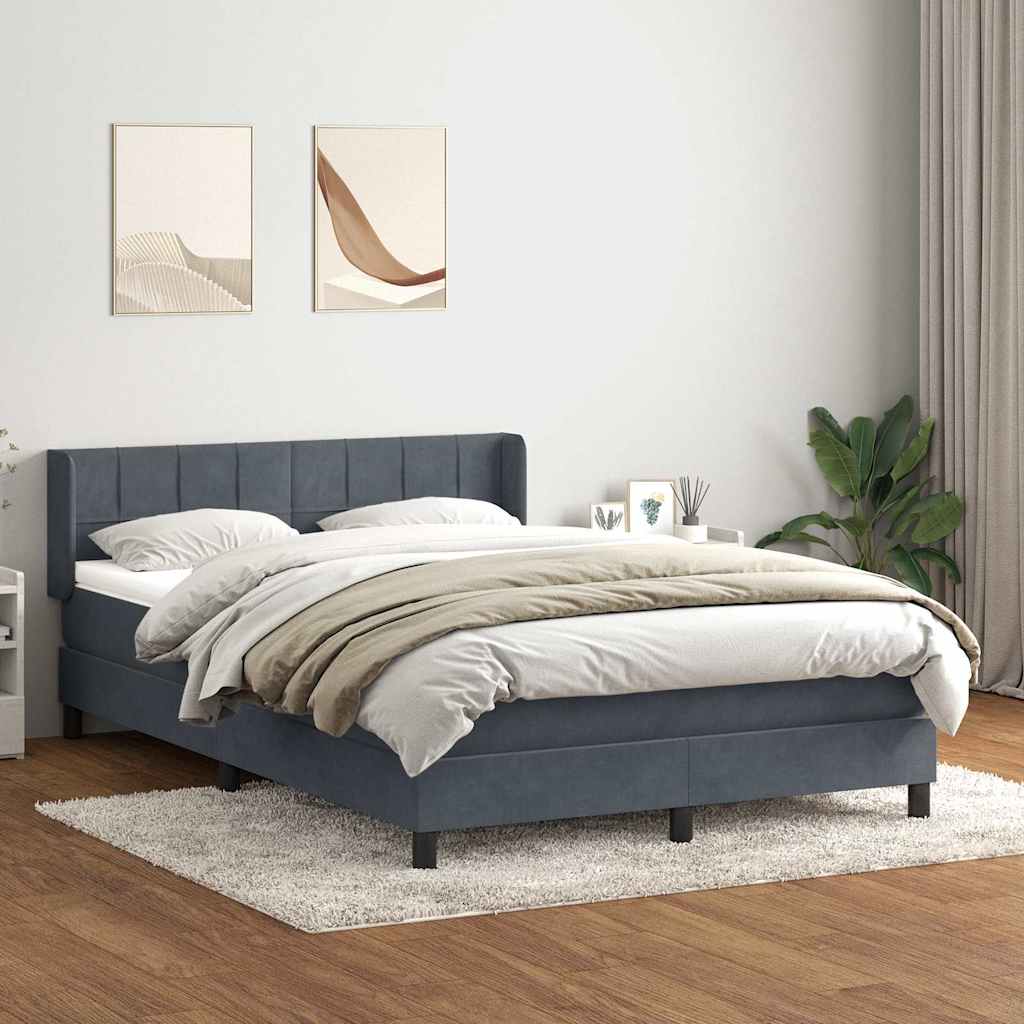 Boxspring met matras fluweel donkergrijs 140x210 cm