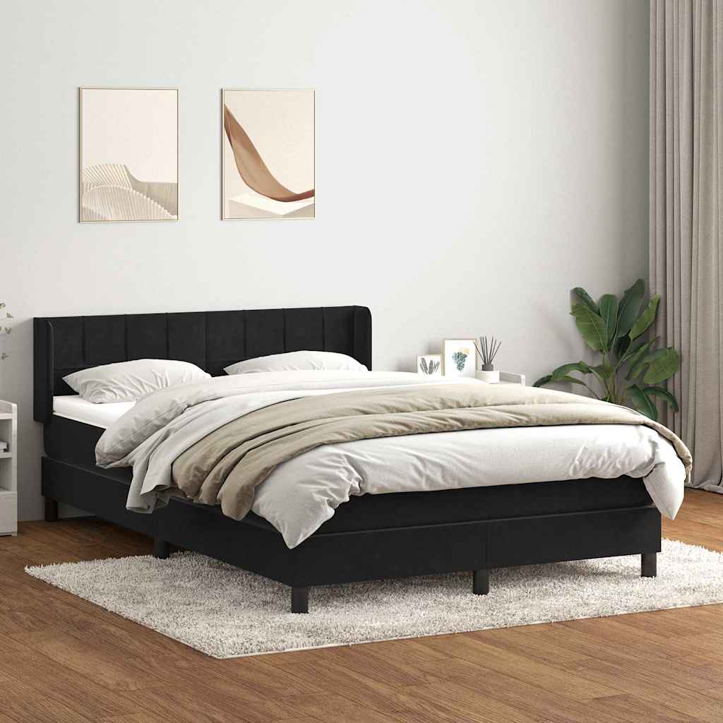 Boxspring met matras fluweel zwart 140x210 cm