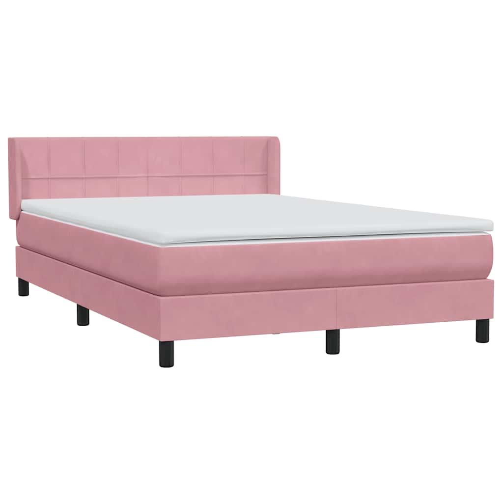 Boxspring met matras fluweel roze 140x210 cm is nu te koop bij PeponiXL, paradijselijk wonen!