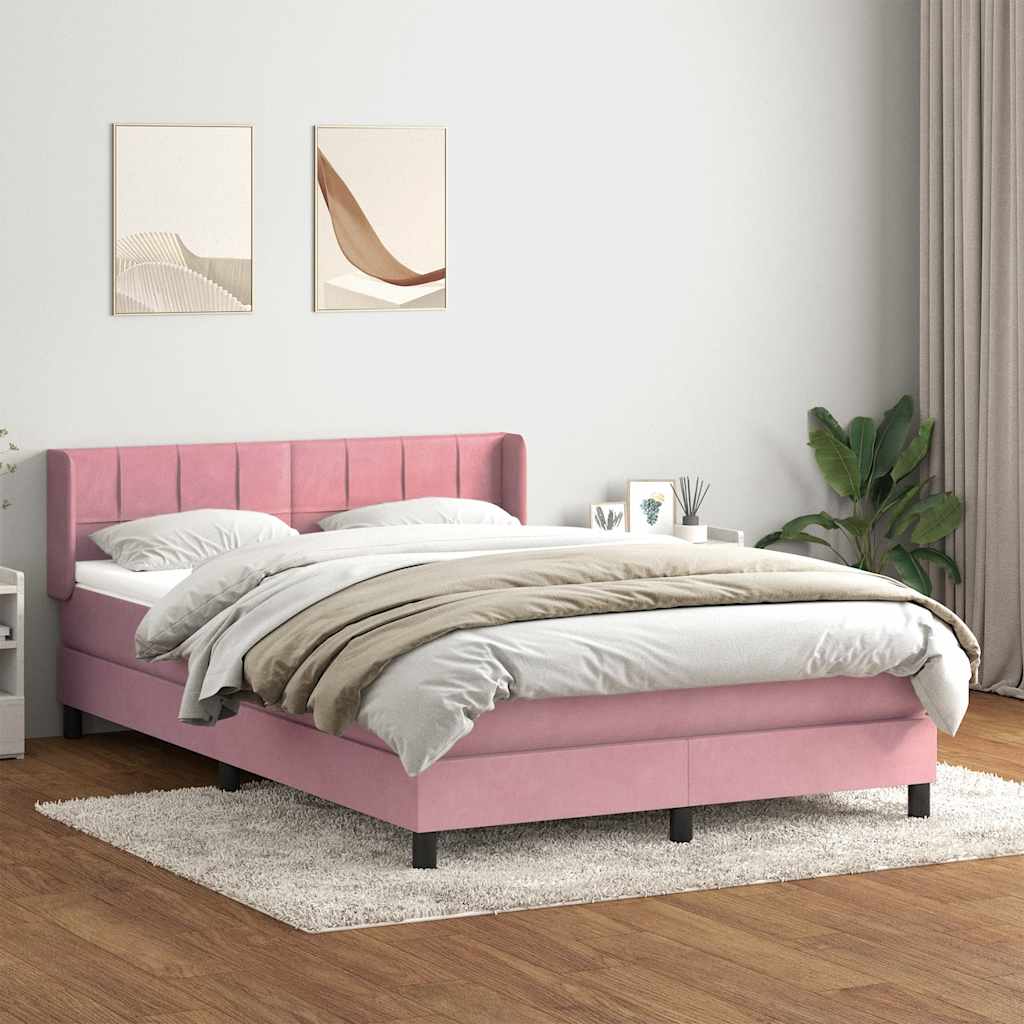 Boxspring met matras fluweel roze 140x210 cm is nu te koop bij PeponiXL, paradijselijk wonen!