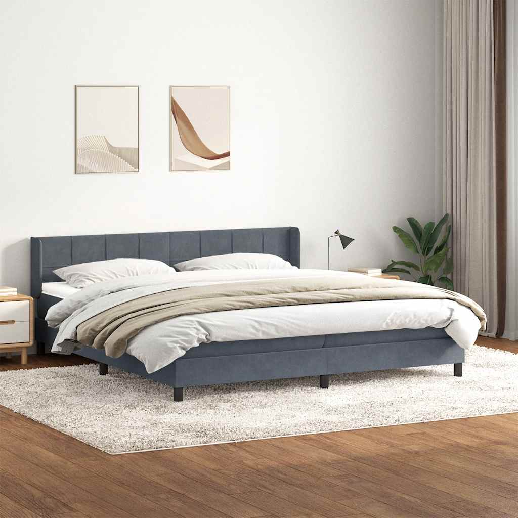 Boxspring met matras fluweel donkergrijs 180x210 cm is nu te koop bij PeponiXL, paradijselijk wonen!
