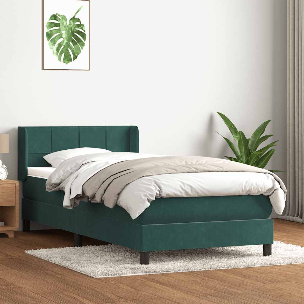Boxspring met matras fluweel donkergroen 80x220 cm is nu te koop bij PeponiXL, paradijselijk wonen!