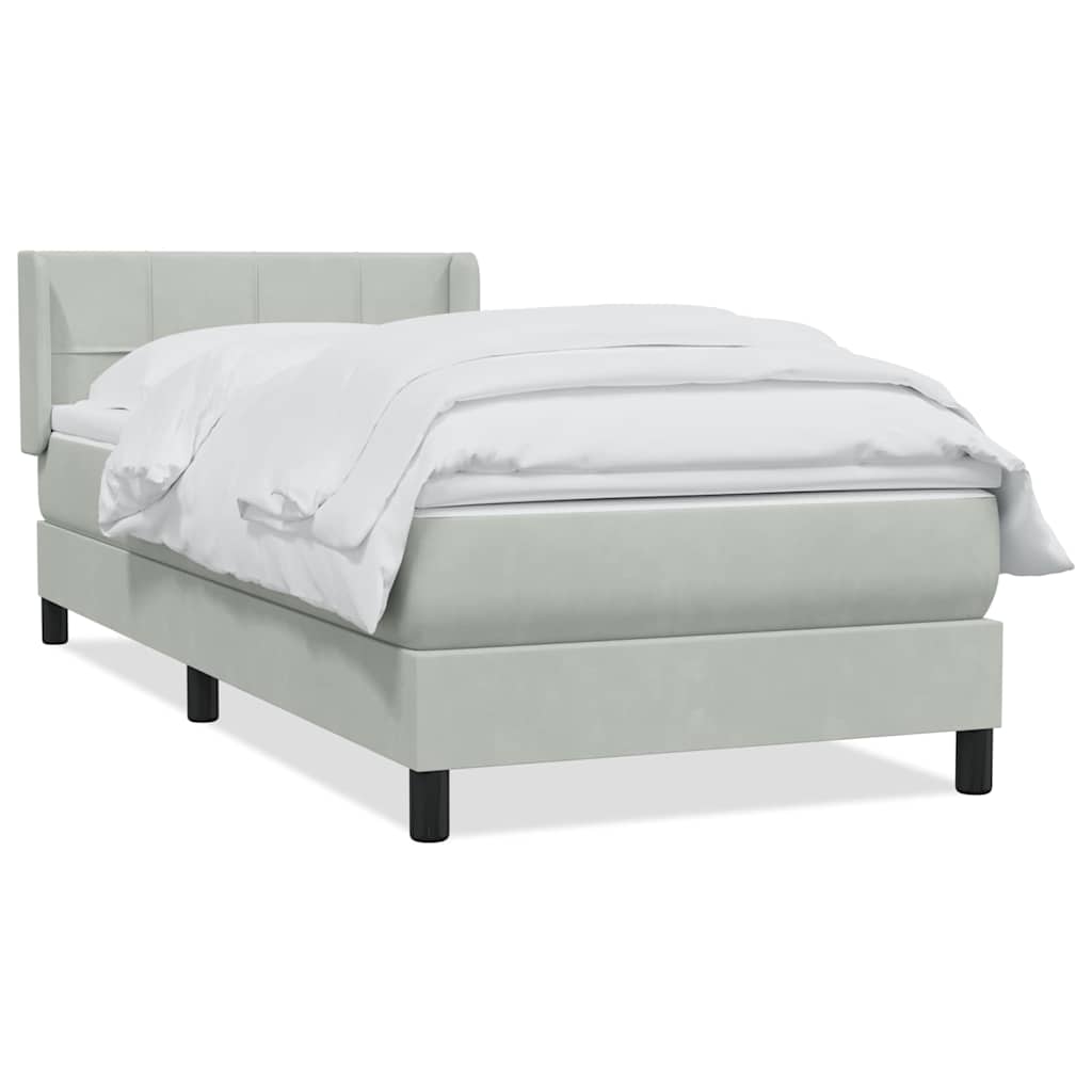 Boxspring met matras fluweel lichtgrijs 90x220 cm is nu te koop bij PeponiXL, paradijselijk wonen!
