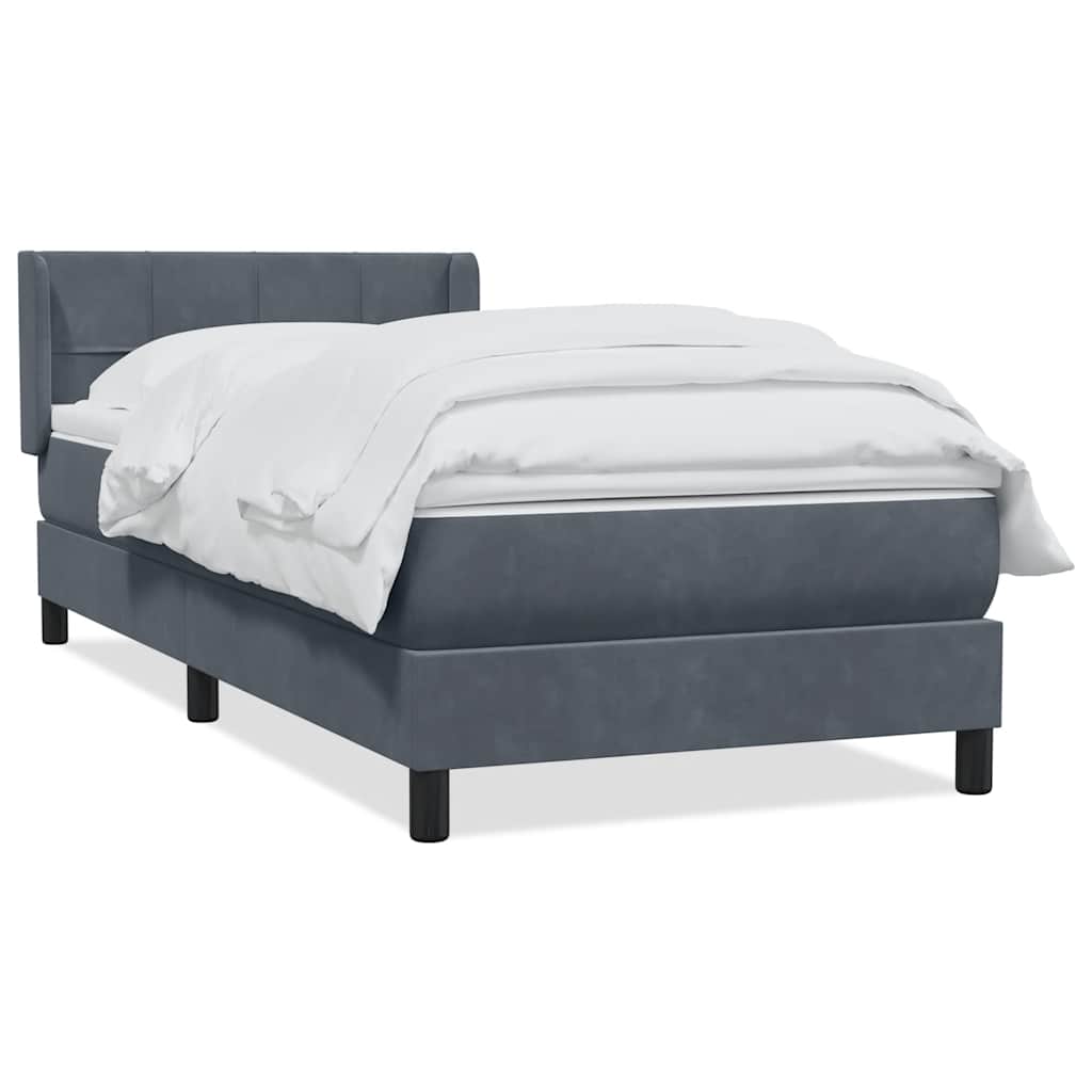Boxspring met matras fluweel donkergrijs 90x220 cm is nu te koop bij PeponiXL, paradijselijk wonen!