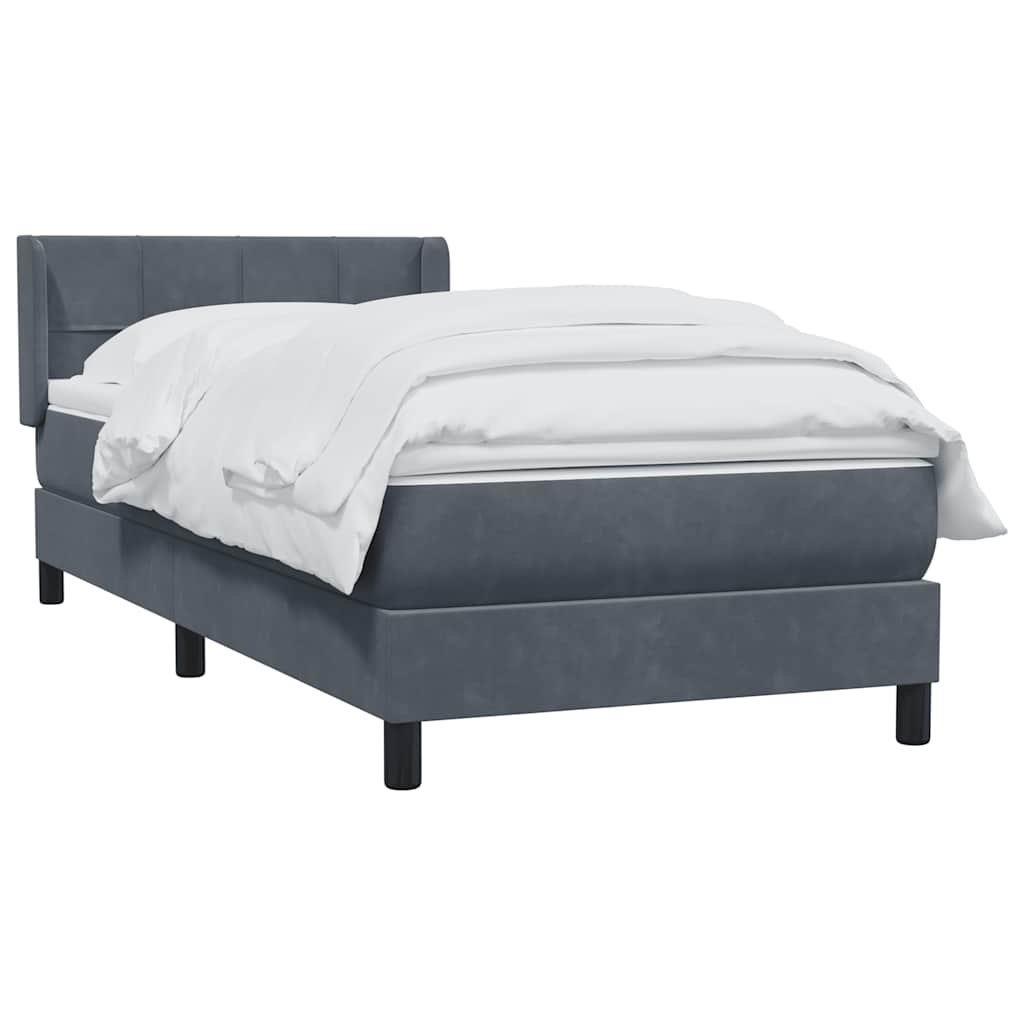Boxspring met matras fluweel donkergrijs 90x220 cm is nu te koop bij PeponiXL, paradijselijk wonen!