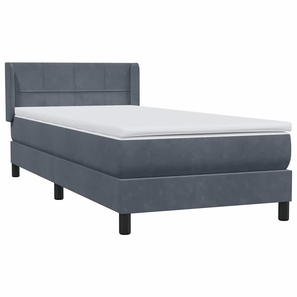 Boxspring met matras fluweel donkergrijs 90x220 cm is nu te koop bij PeponiXL, paradijselijk wonen!