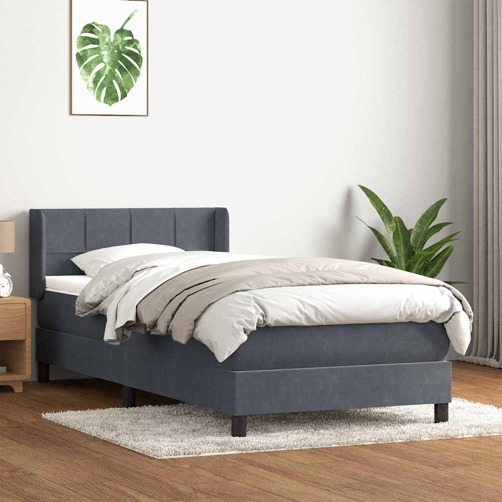 Boxspring met matras fluweel donkergrijs 90x220 cm is nu te koop bij PeponiXL, paradijselijk wonen!