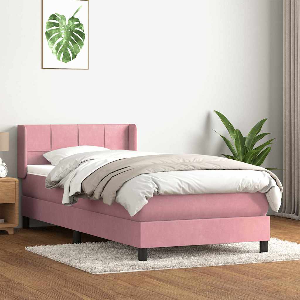 Boxspring met matras fluweel roze 100x220 cm is nu te koop bij PeponiXL, paradijselijk wonen!