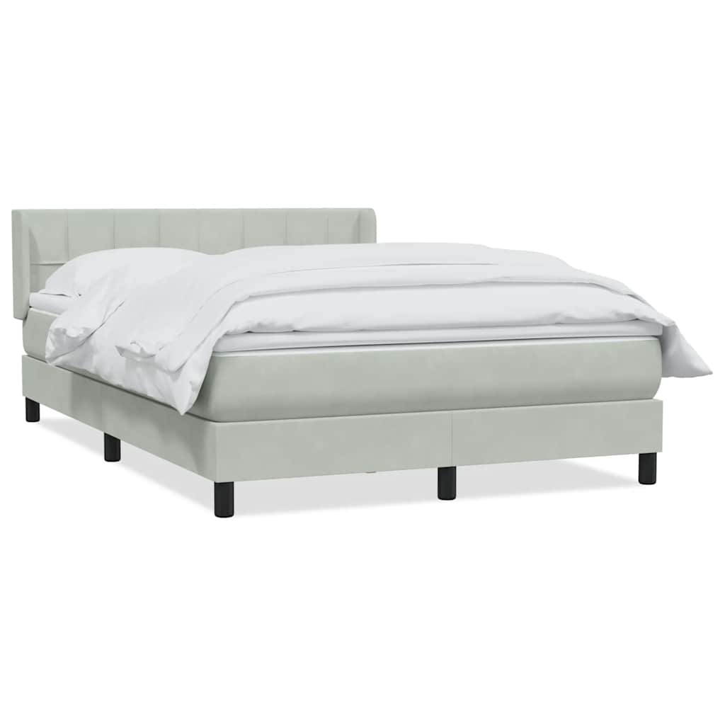 Boxspring met matras fluweel lichtgrijs 160x220 cm is nu te koop bij PeponiXL, paradijselijk wonen!