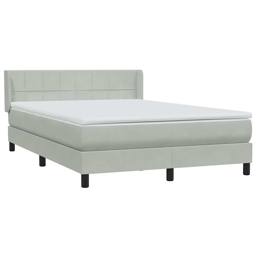 Boxspring met matras fluweel lichtgrijs 160x220 cm is nu te koop bij PeponiXL, paradijselijk wonen!