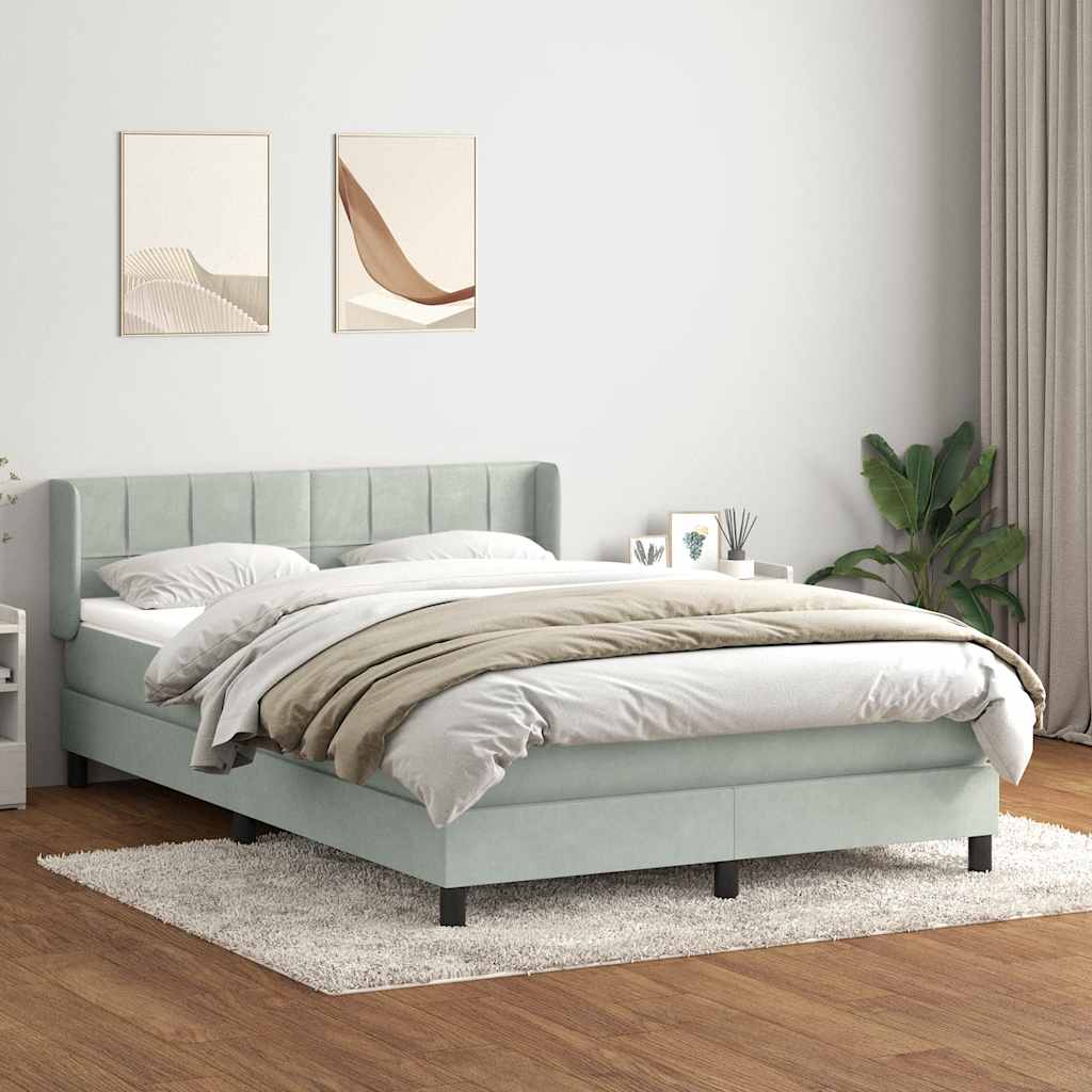 Boxspring met matras fluweel lichtgrijs 160x220 cm is nu te koop bij PeponiXL, paradijselijk wonen!