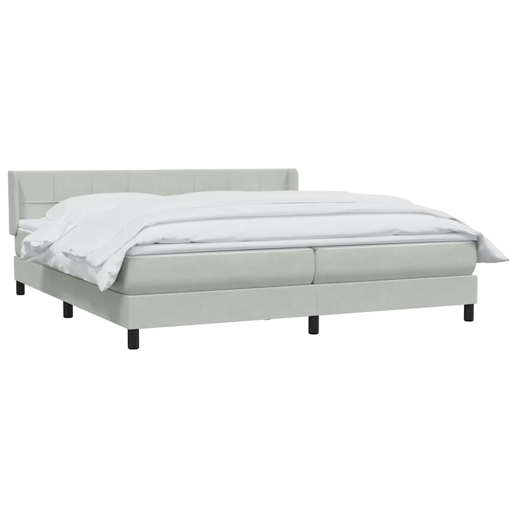 Boxspring met matras fluweel lichtgrijs 180x220 cm