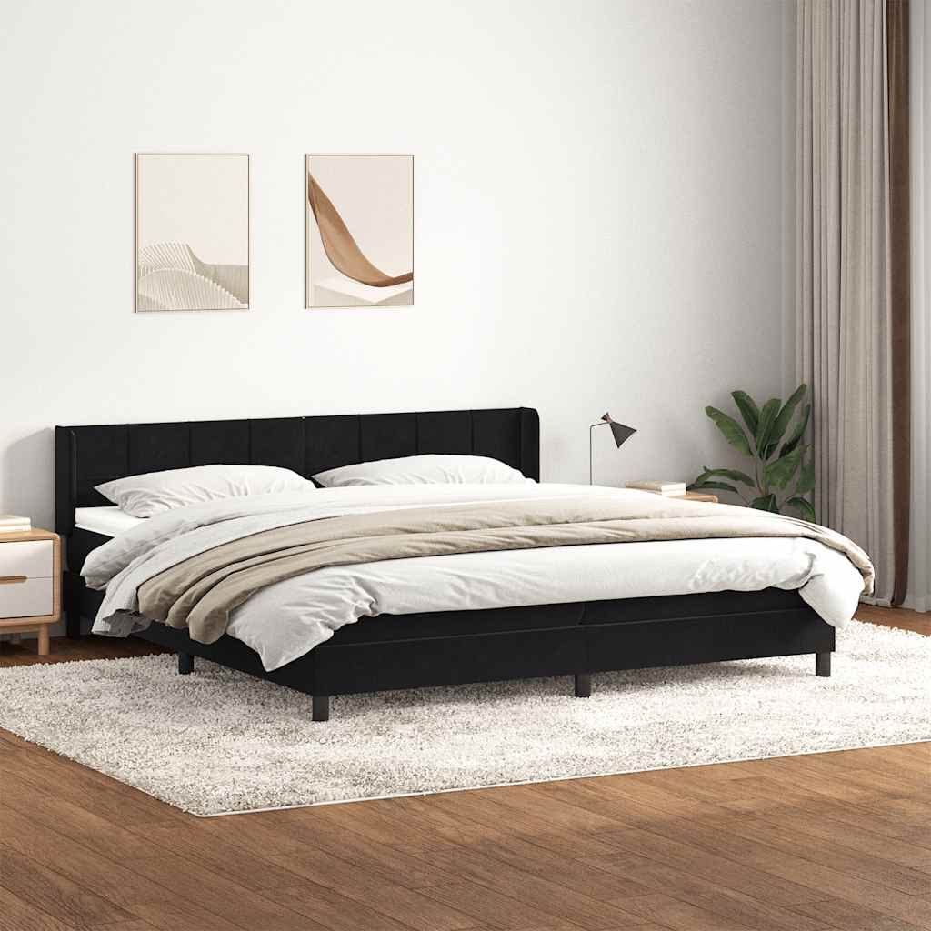 Boxspring met matras fluweel zwart 180x220 cm