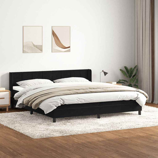 Boxspring met matras fluweel zwart 180x220 cm is nu te koop bij PeponiXL, paradijselijk wonen!