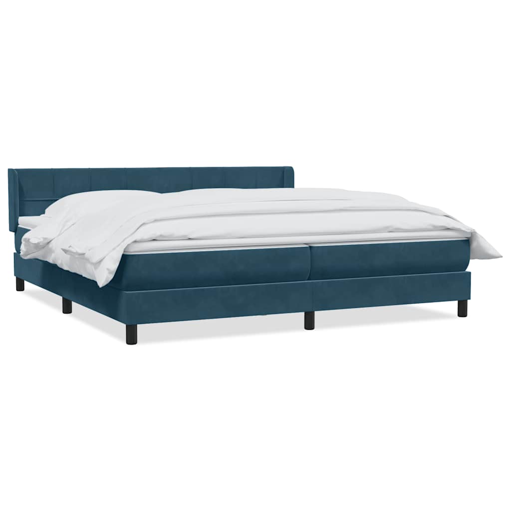 Boxspring met matras fluweel donkerblauw 180x220 cm