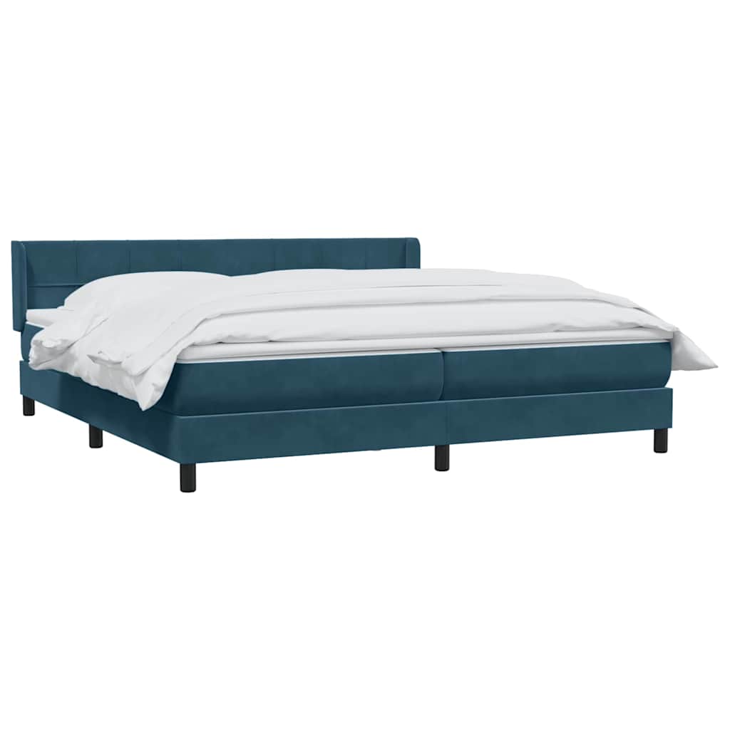 Boxspring met matras fluweel donkerblauw 180x220 cm