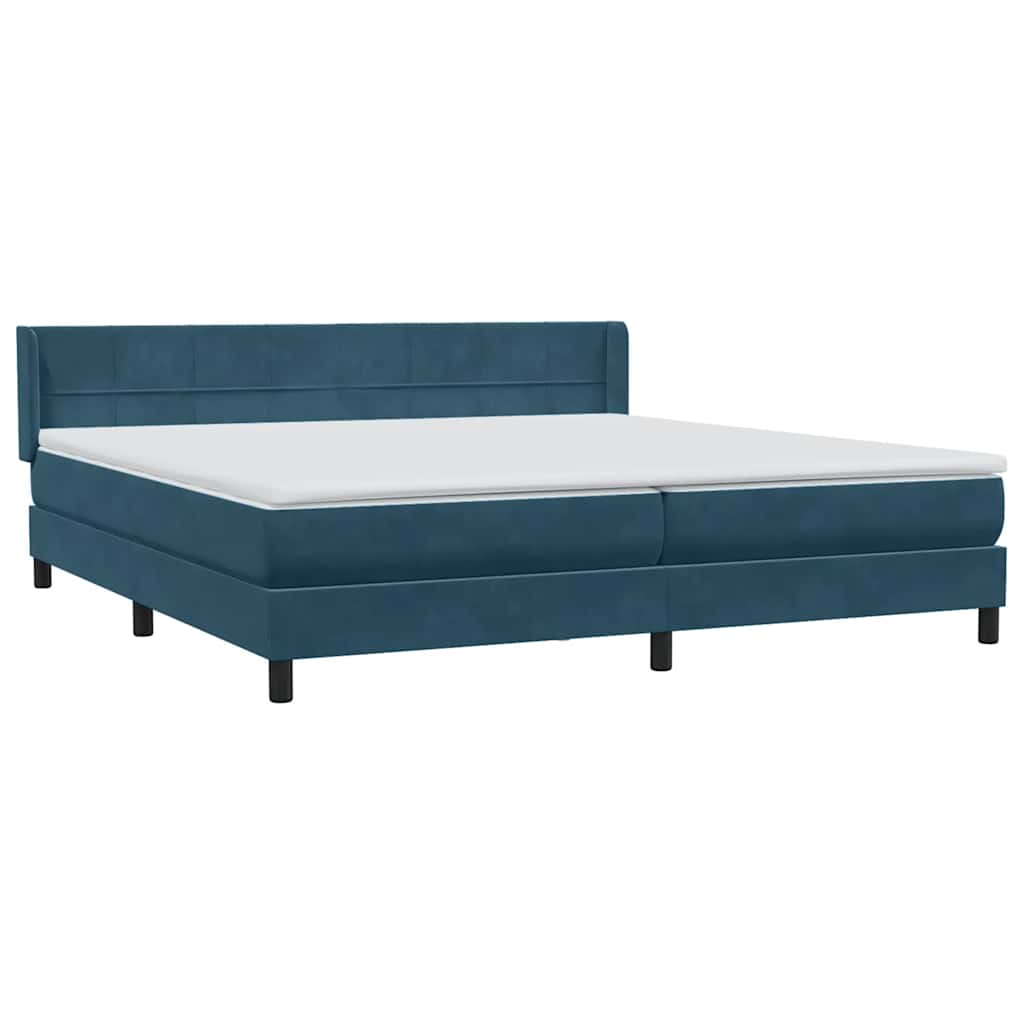 Boxspring met matras fluweel donkerblauw 180x220 cm