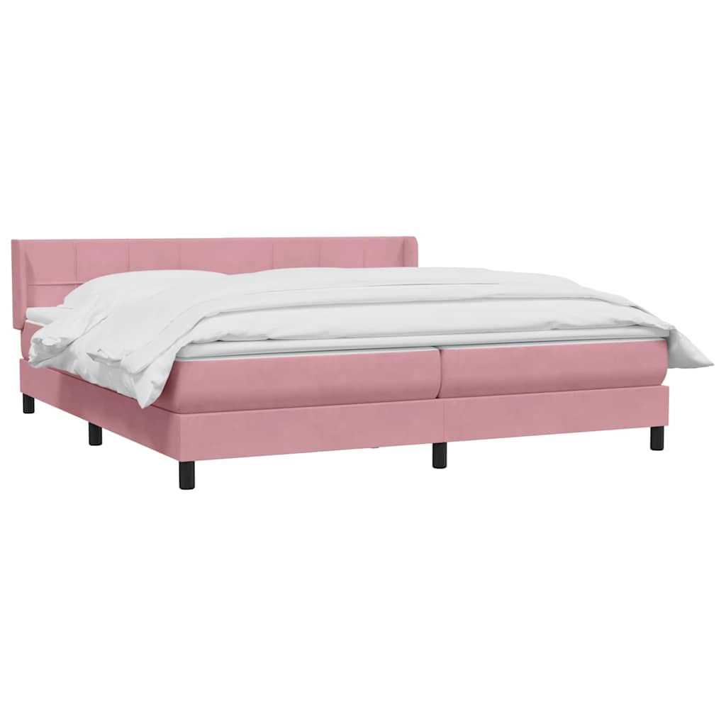 Boxspring met matras fluweel roze 180x220 cm