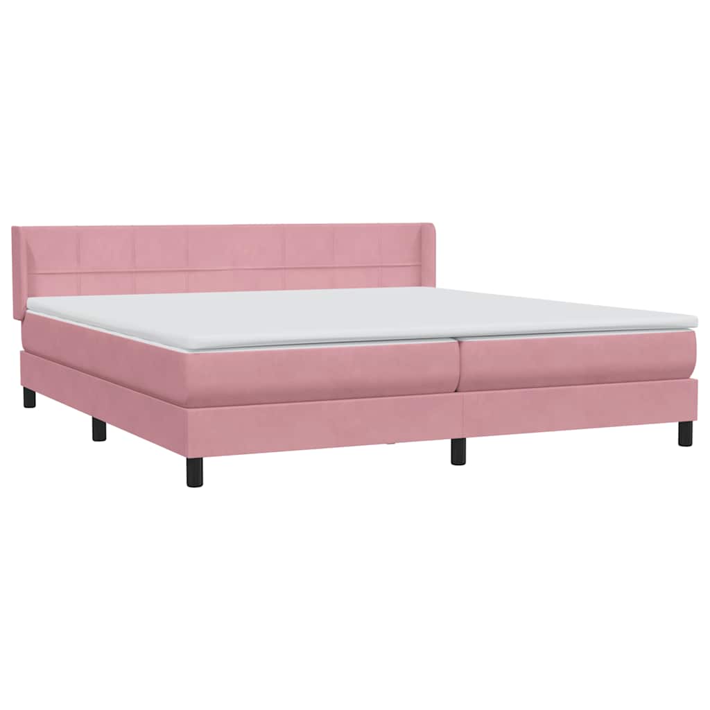 Boxspring met matras fluweel roze 180x220 cm
