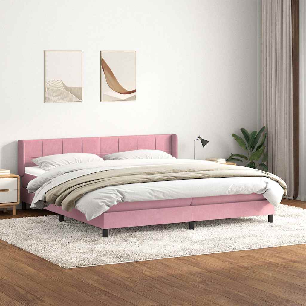 Boxspring met matras fluweel roze 180x220 cm