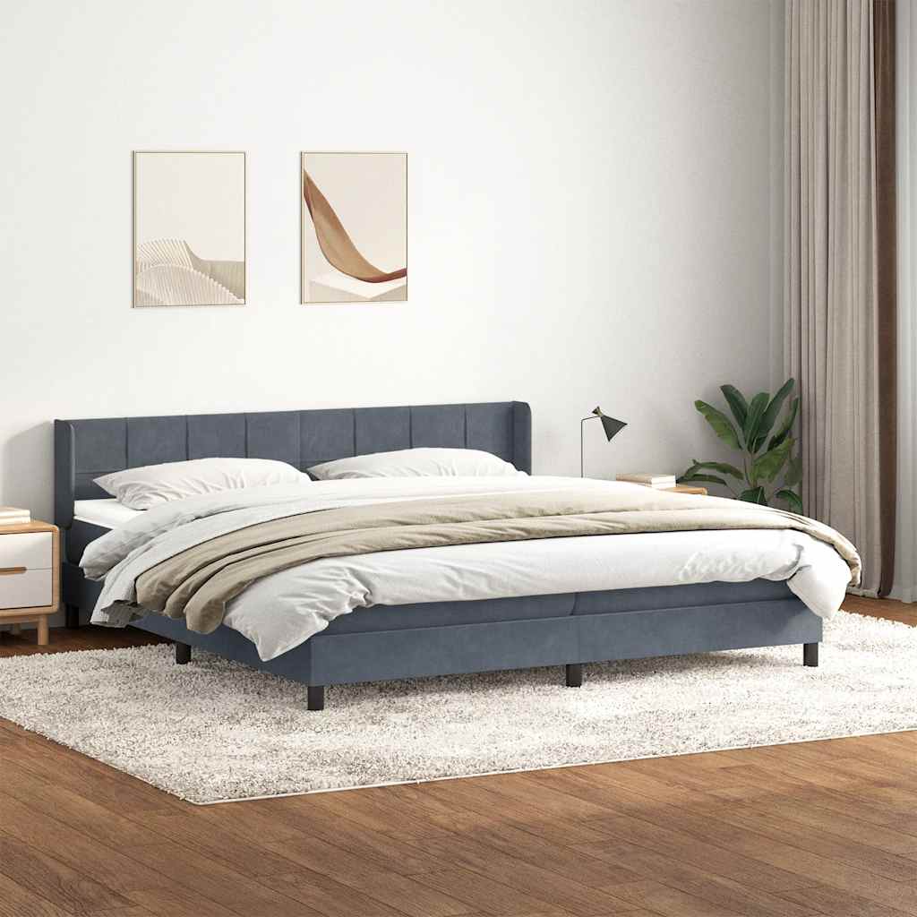 Boxspring met matras fluweel donkergrijs 200x220 cm