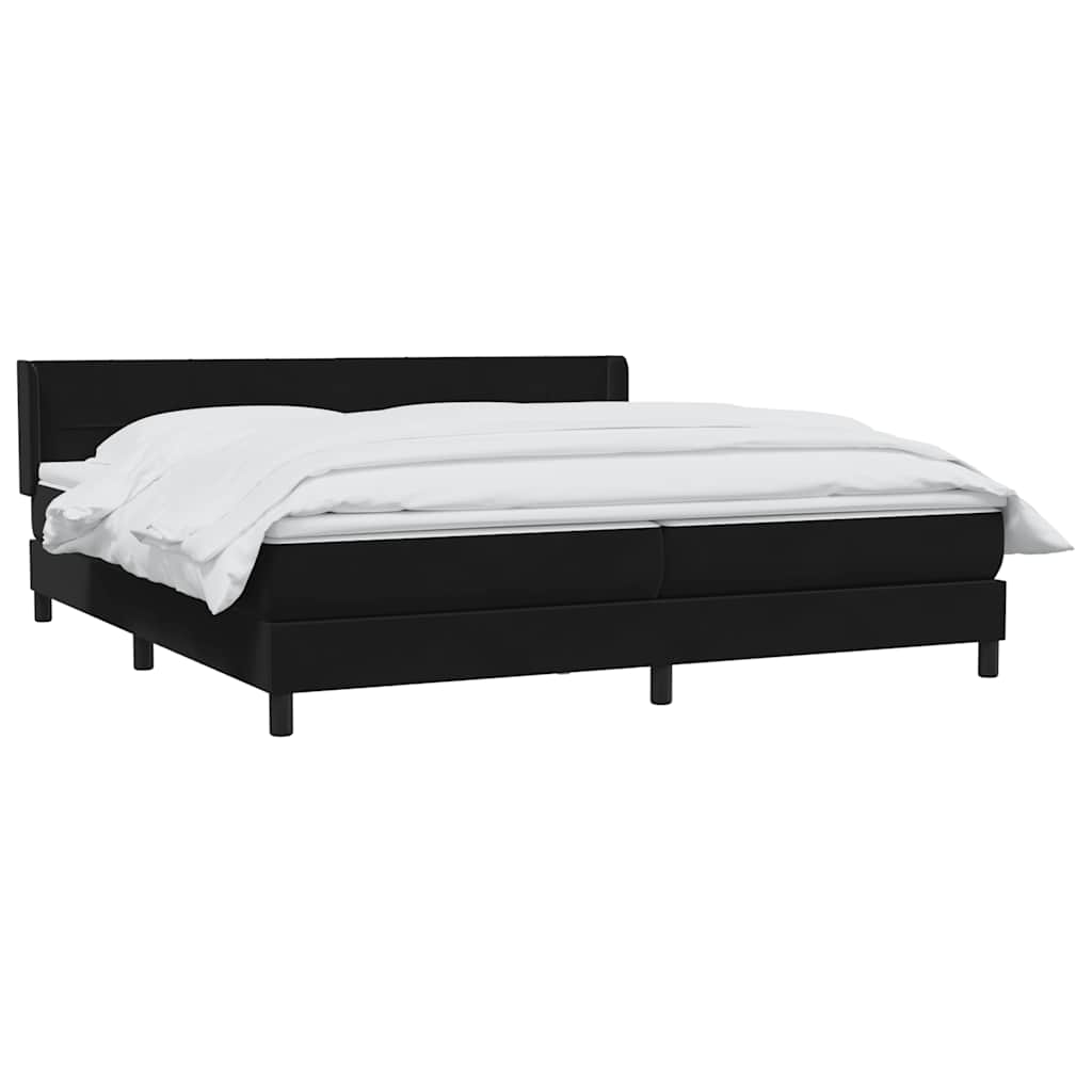 Boxspring met matras fluweel zwart 200x220 cm
