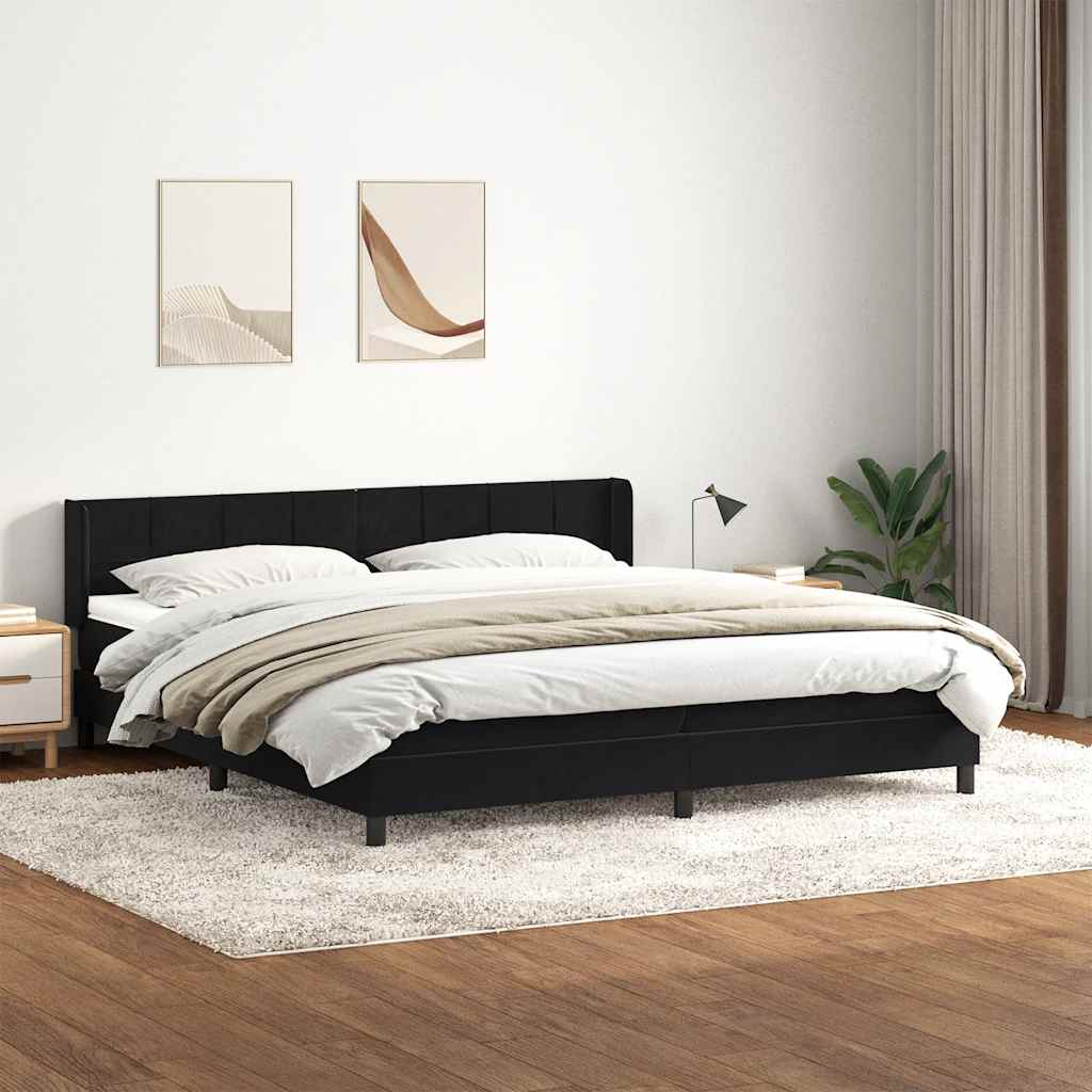 Boxspring met matras fluweel zwart 200x220 cm