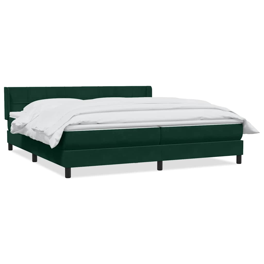Boxspring met matras fluweel donkergroen 200x220 cm