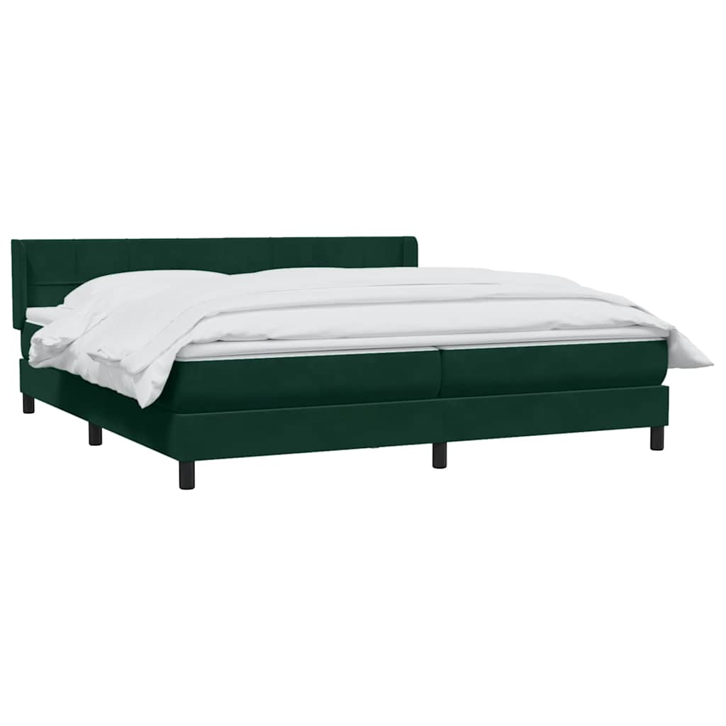 Boxspring met matras fluweel donkergroen 200x220 cm