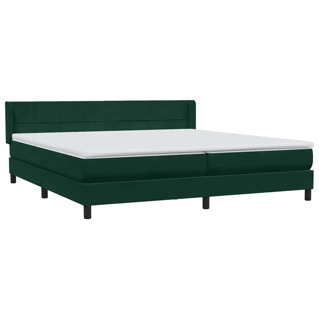 Boxspring met matras fluweel donkergroen 200x220 cm