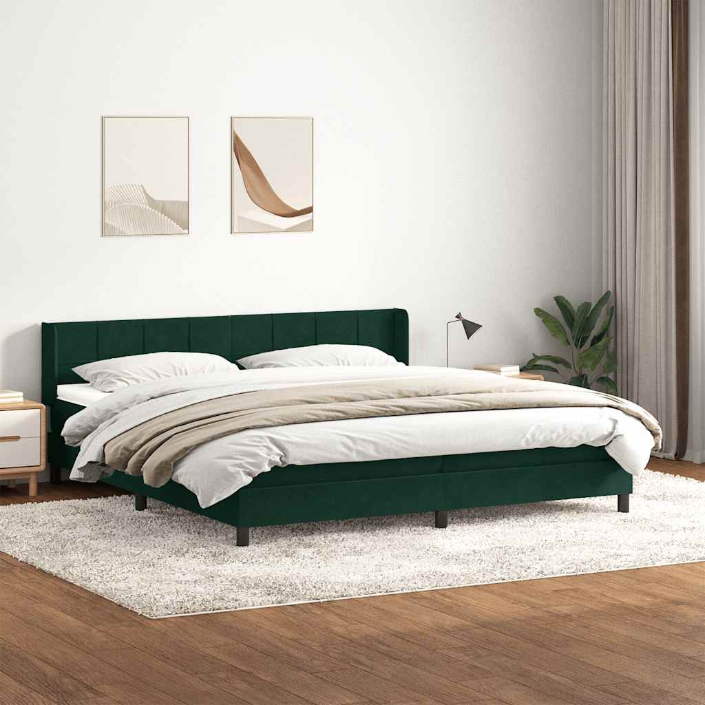 Boxspring met matras fluweel donkergroen 200x220 cm