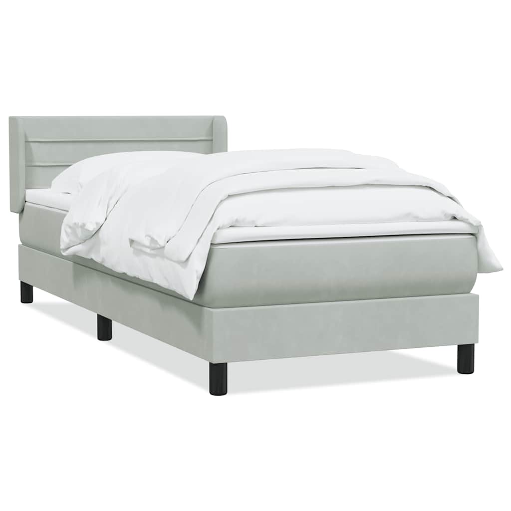 Boxspring met matras fluweel lichtgrijs 80x210 cm is nu te koop bij PeponiXL, paradijselijk wonen!