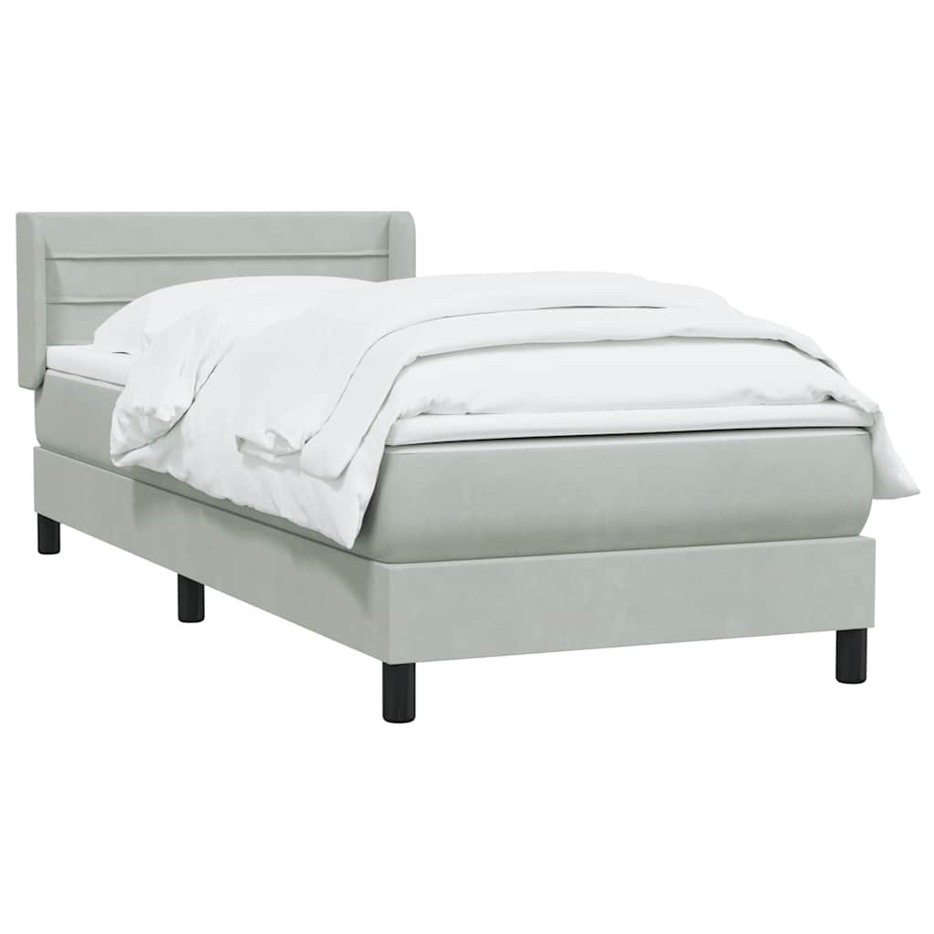 Boxspring met matras fluweel lichtgrijs 80x210 cm is nu te koop bij PeponiXL, paradijselijk wonen!