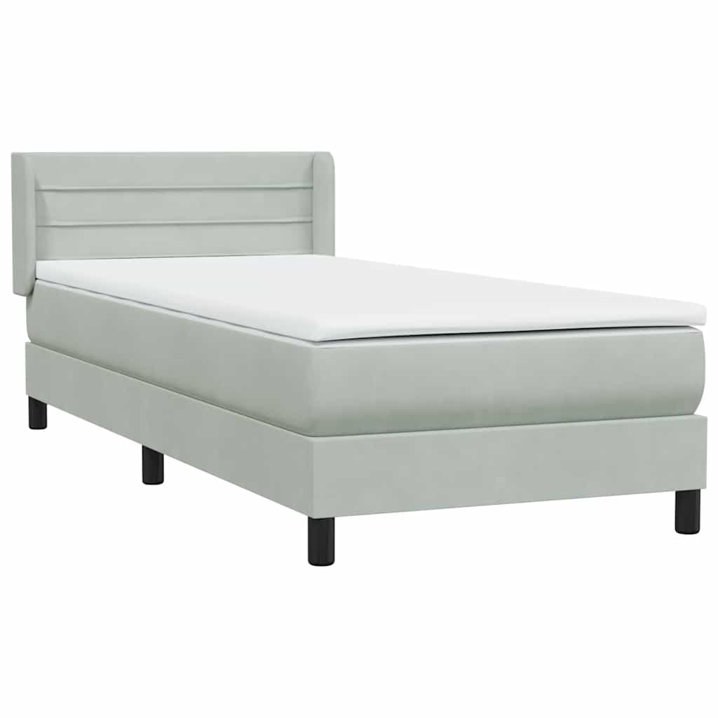 Boxspring met matras fluweel lichtgrijs 80x210 cm is nu te koop bij PeponiXL, paradijselijk wonen!
