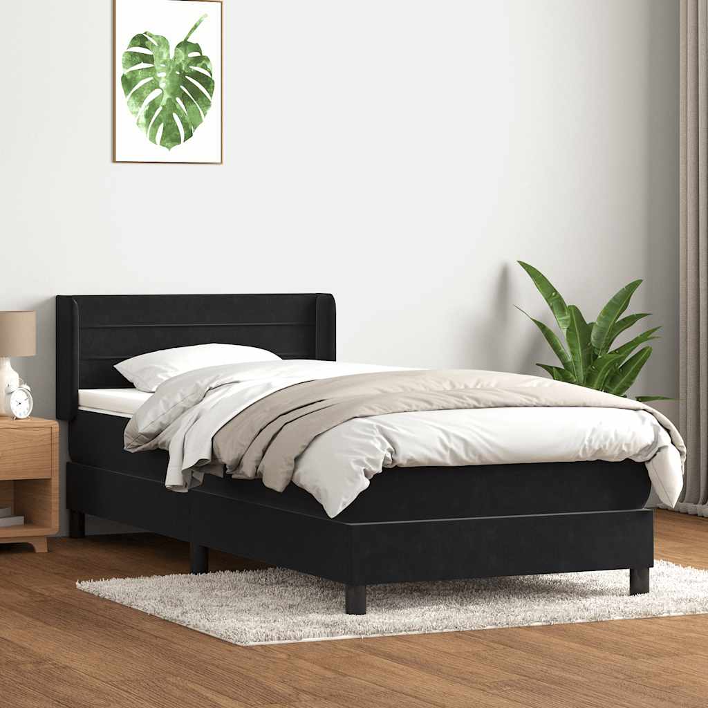 Boxspring met matras fluweel zwart 80x210 cm