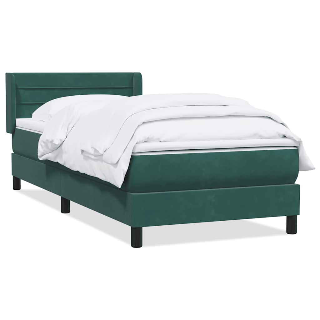 Boxspring met matras fluweel donkergroen 80x210 cm