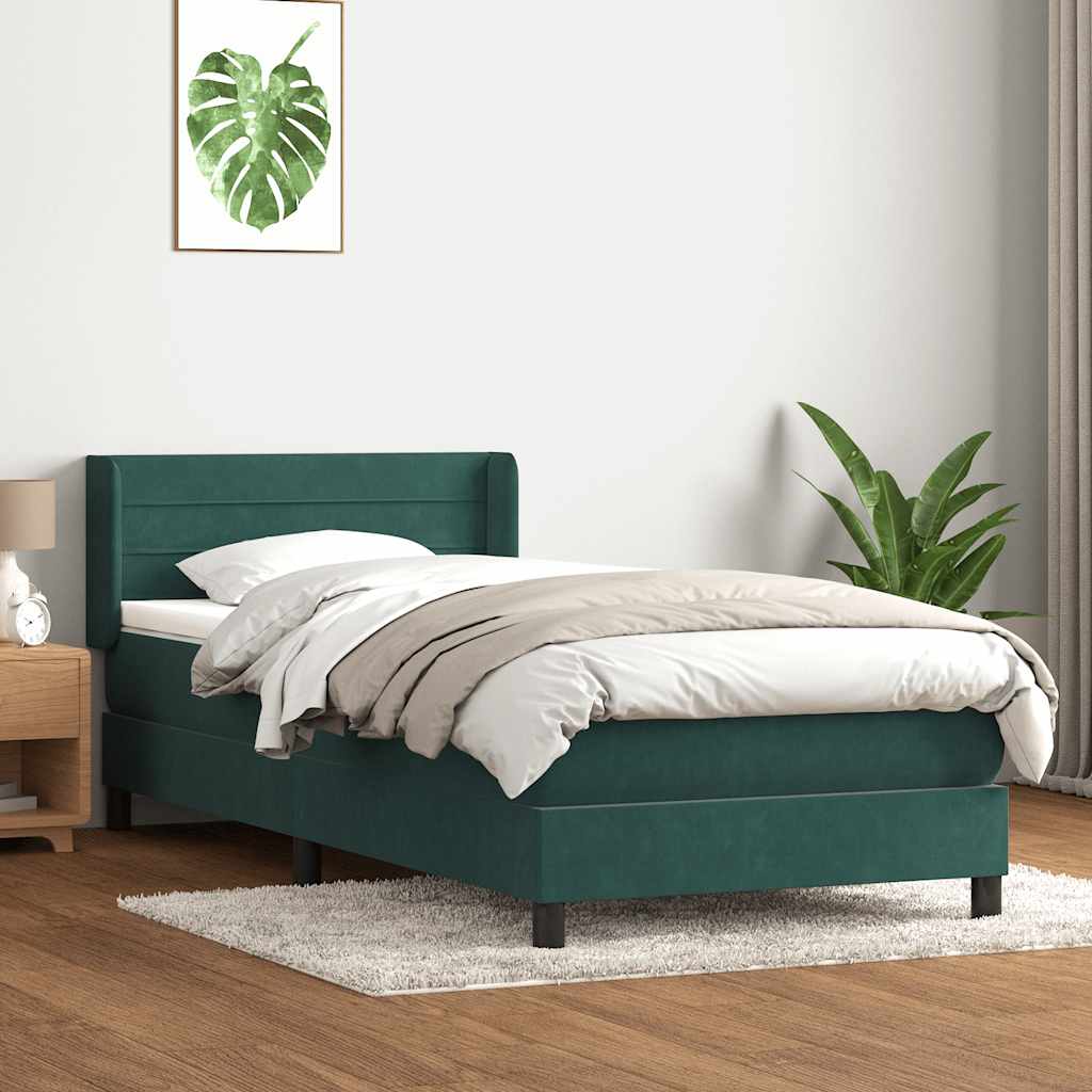 Boxspring met matras fluweel donkergroen 80x210 cm