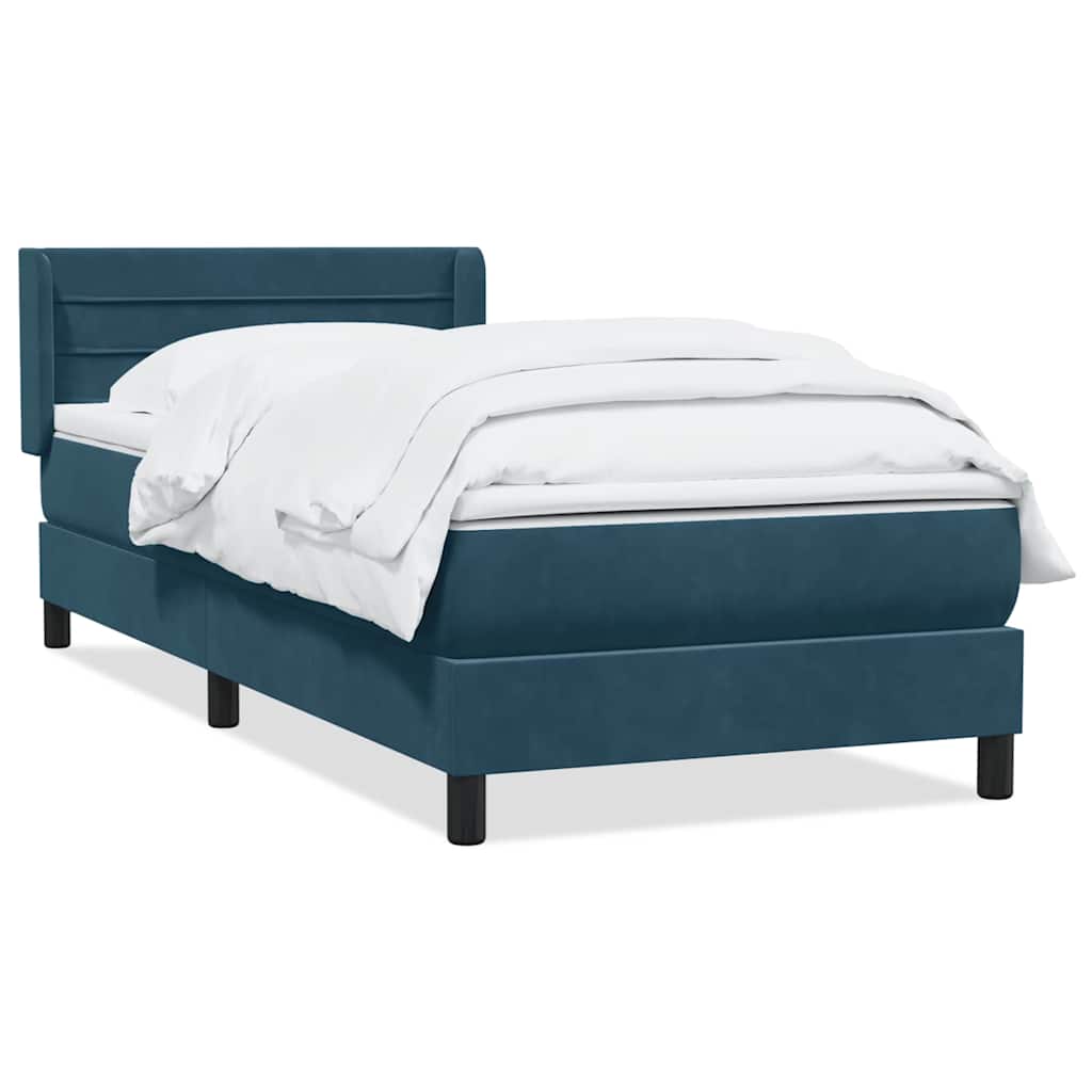 Boxspring met matras fluweel donkerblauw 80x210 cm