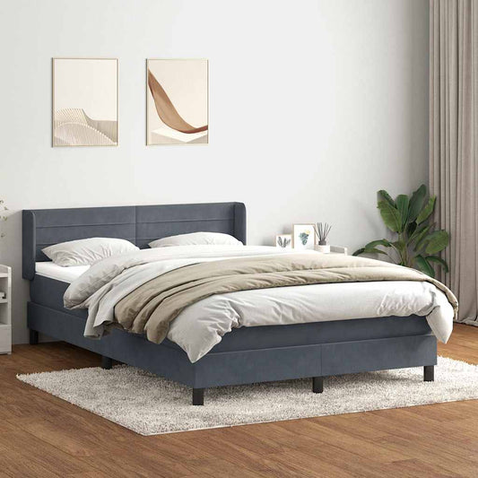 Boxspring met matras fluweel donkergrijs 140x210 cm is nu te koop bij PeponiXL, paradijselijk wonen!