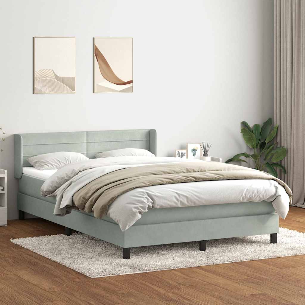 Boxspring met matras fluweel lichtgrijs 160x210 cm
