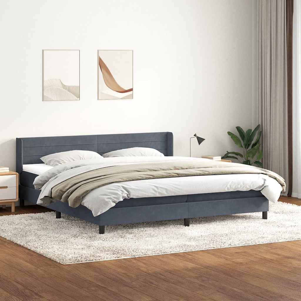 Boxspring met matras fluweel donkergrijs 180x210 cm is nu te koop bij PeponiXL, paradijselijk wonen!