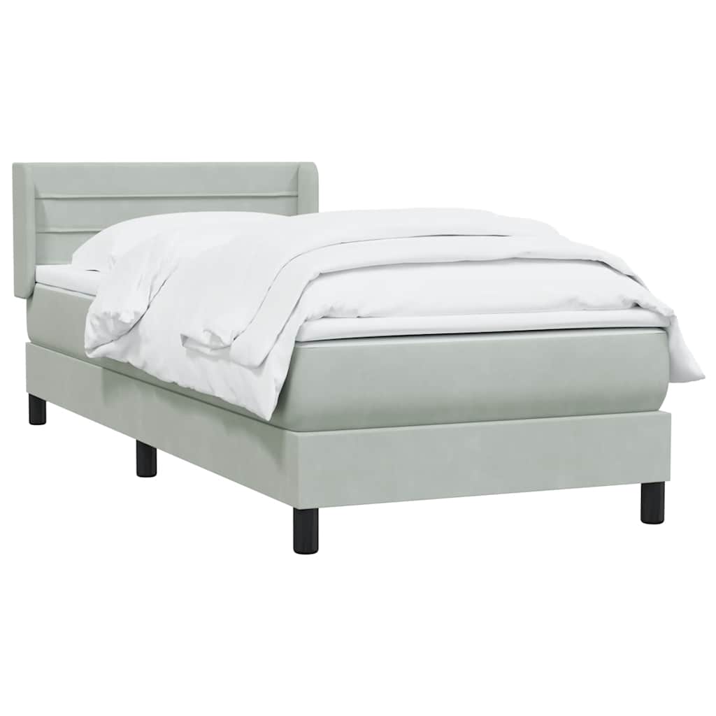 Boxspring met matras fluweel lichtgrijs 90x220 cm is nu te koop bij PeponiXL, paradijselijk wonen!
