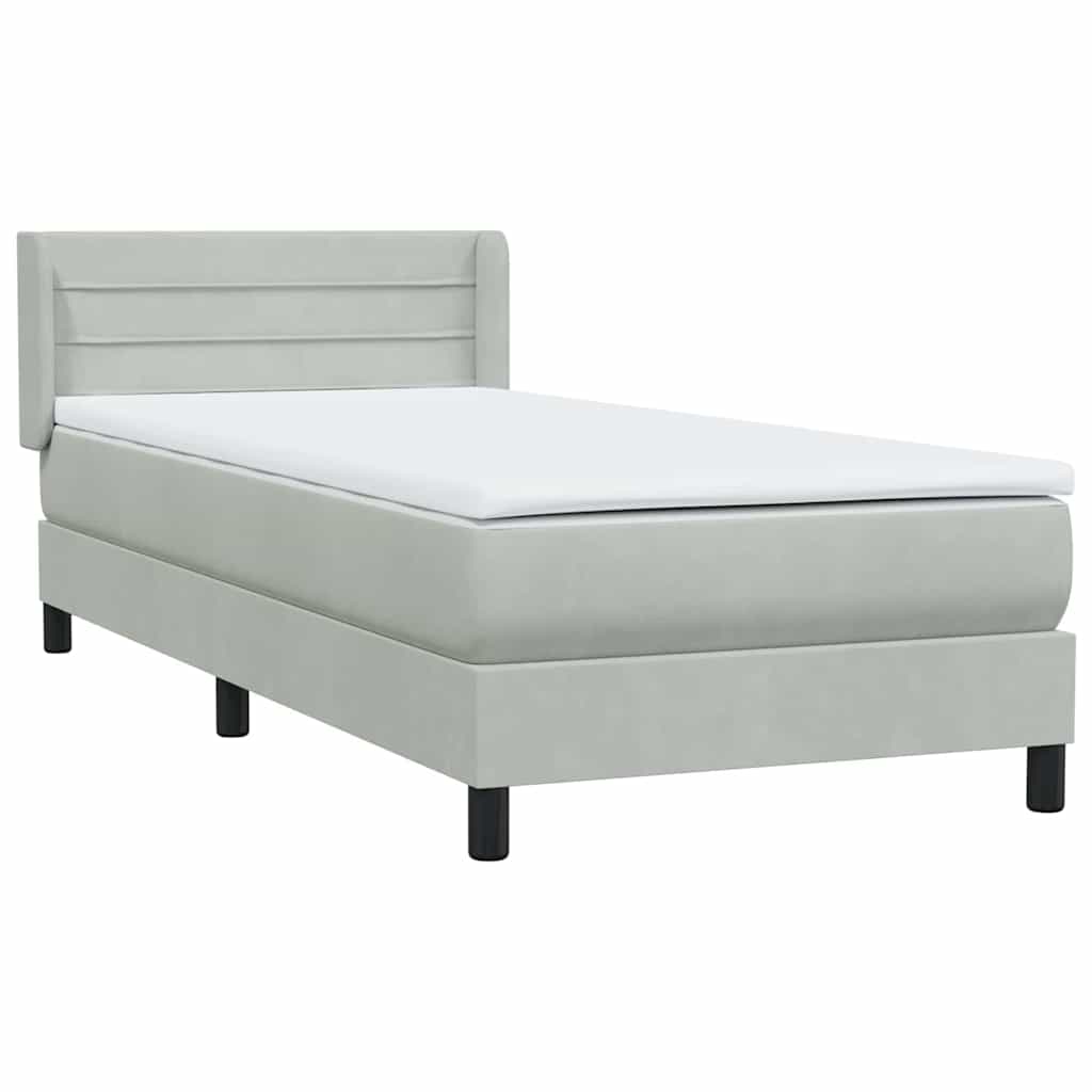 Boxspring met matras fluweel lichtgrijs 90x220 cm is nu te koop bij PeponiXL, paradijselijk wonen!