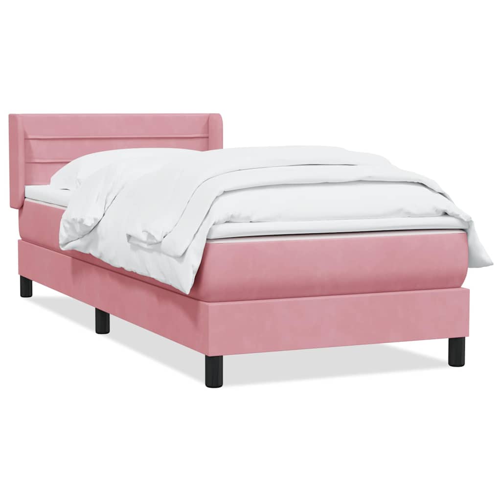 Boxspring met matras fluweel roze 90x220 cm is nu te koop bij PeponiXL, paradijselijk wonen!